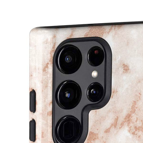 White Rose Gold Marble Galaxy S25 Ultra Impact Case